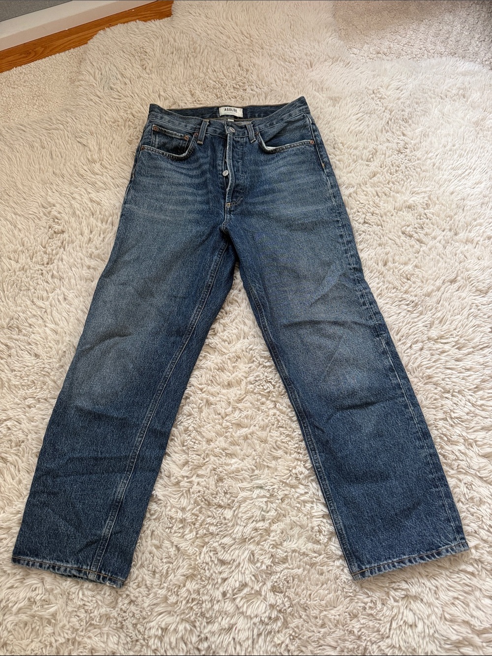 Womens Classic Straight Fit Blue Jeans - Agolde